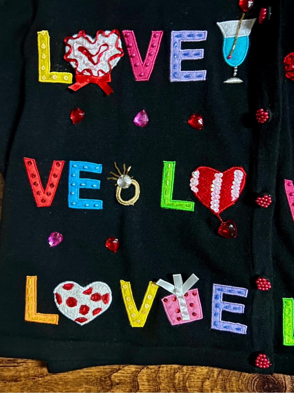 Jack B. Quick ~ X-Large ~ Multi-Colors ~ Valentine ~ Beaded ~ Cardigan Sweater - Picture 12 of 16